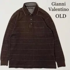 OLD GIANNI VALENTINO チェック ロングスリーブ ポロシャツ