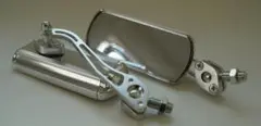 10mm 8mm 可能 正ネジ バイク ミラー 左右セット アルミ シルバーyy