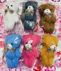 新品未使用♡ふわふわくまちゃん♡ぬいぐるみマスコット♡6種類♡コンプリート♡