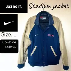 激レアNIKE×NHLレンジャース ウールスタジャン 袖レザー ロゴ