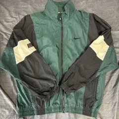 90s Nike 白タグ　ナイロンジャケット グリーン/ブラック y2k