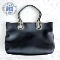 J.PESSE トートバッグ ブラック レザー A4 ビジネス ゴールド金具