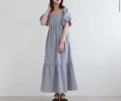 アルシーヴ　2wayオフショルボリュームワンピース　水色