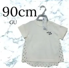 新品 キッズ ベビー GU 半袖 Tシャツ ドット柄 90