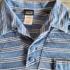 150から160相当　patagonia 青 ストライプ ポロシャツ