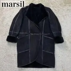 美品✨marsil リアルムートン ダブル ロングコート 38 M ブラック