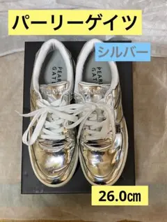 【美品】26.5㎝、パーリーゲイツ、シルバー、ゴルフシューズ◆
