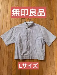 涼感ブロードレギュラーカラー半袖シャツ ブルーチェックLサイズ