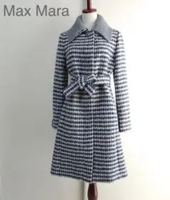 Max Mara マックスマーラ 千鳥格子 ロングコート ベルト ウール
