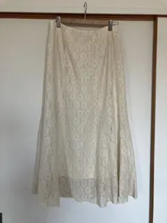 GU アイボリー レース ロングスカート