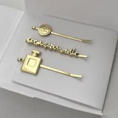 新品　3点セット★シャネルココマドモアゼルヘアピン　ゴールド　ノベルティ