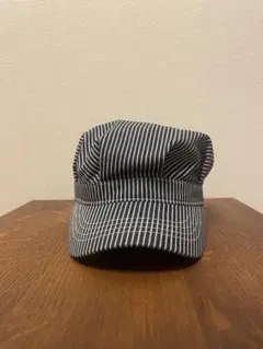 【美品】黒白ストライプ ワークキャップ