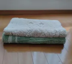 バスマット 2枚セット グリーン ホワイト