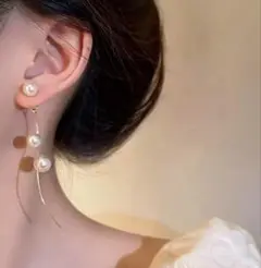 パールロングピアス パール 韓国 レディース アクセサリー きれいめ 結婚式