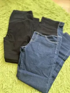 マタニティパンツ 2着セット 黒と青