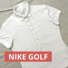 ●ナイキゴルフ●ポロシャツ 白 M ホワイト チェック ピンクロゴ 半袖