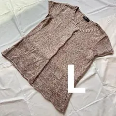美品｜Collection's k｜ベージュ｜半袖レース編みカーディガン｜M〜L