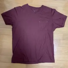 バーガンディ 短袖Tシャツ ポケット付き