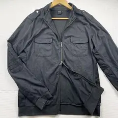 美品　ヒューゴボス　ドライバーズニット　切替　エルボーパッチ　ダブルジップ　3L