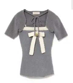 andmary Bicolor ribbon tops フリーサイズ