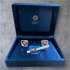 西武　SEIBU カフス　カフリンクス　ダイバー　美品　シルバー　オレンジ