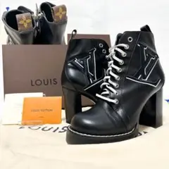 【美品】ルイヴィトン スタートレイル・ライン アンクルブーツ LVロゴ ブラック