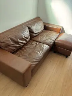 出品2/6までIDEEプレジールソファPLAISIR SOFA 別注合皮レザー茶 出品2/6までIDEEプレジールソファPLAISIR SOFA 別注合皮レザー茶