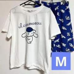 アイシナ シナモン ドンキ ルームウェア Tシャツ ショーパン 白×青 M