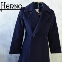 イタリア製 ビンテージ HERNO ヘルノ 馬柄裏地 コート ネイビー