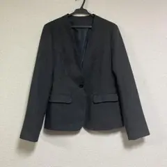 即納 Cosa de Ver Vネックノーカラージャケット ダークグレー 9AR