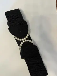 黒リボン風ビジュー装飾ベルト