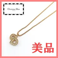 【美品☆】クリスチャンディオール ネックレス CDロゴデザイン ラインストーン