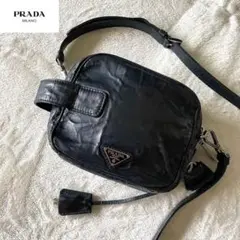 美品✨PRADA プラダ 2wayレザーショルダーバッグ カデナ付 ブラック