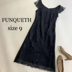 FUNQUETH ノースリーブ ワンピース シアー フォーマル パーティ ドレス