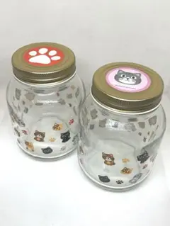 【お買い得】　猫柄　空き瓶　2個セット
