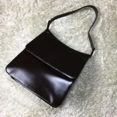 【希少品✨極美品】グッチ 伊製 ショルダーバッグ パテントレザー ダークブラウン