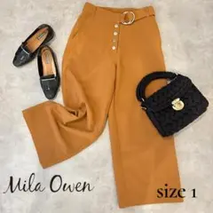 【美品】Mila Owen ワイドパンツ ベルト付き キャメルカラー size1
