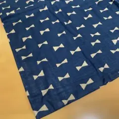 ネイビー リボン柄 ガーゼ生地 110×100
