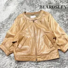 ✨美品✨ビアズリー2023ノーカラーラムレザージャケット ベージュ 2025年最新】BEARDSLEY レディース レザージャケット