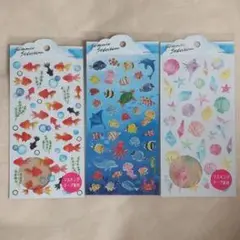 金魚と海の生物のシール