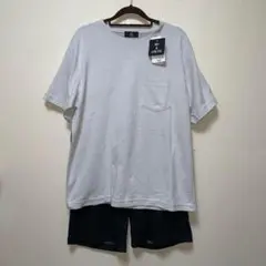 新品　グレー Tシャツ ショートパンツ 黒セットアップ　吸水速乾　ストレッチ　L