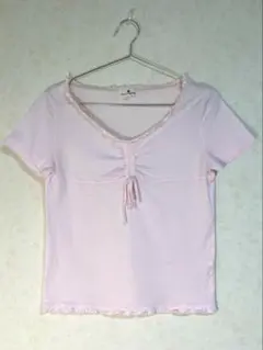 courreges クレージュ フリル ピンク 半袖Tシャツ