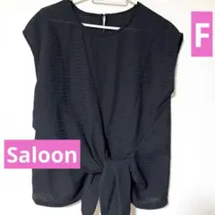 ★Saloon★黒 ノースリーブ トップス フリーサイズ★