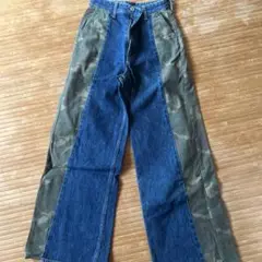 RODEO CROWNS デニム迷彩ワイドパンツ M