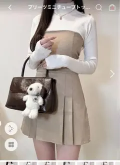 プリーツミニチューブトップワンピース 黒色