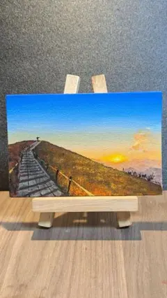 山頂の朝　アクリル画 小型