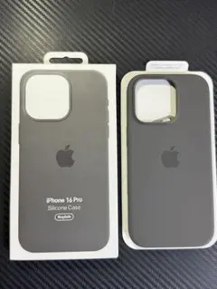 iPhone 16 Pro シリコンケース純正品 MagSafe ストーングレイ