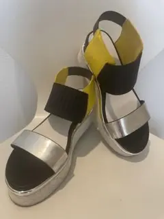 【UN3D】サンダル シルバー×イエロー(36サイズ)