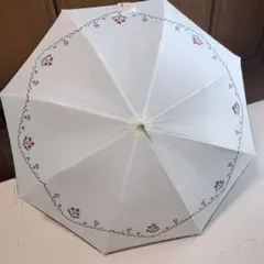 日傘　アイボリー 花柄刺繍