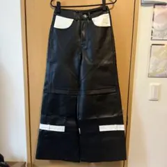 argue culture 配色切替えレザーパンツ